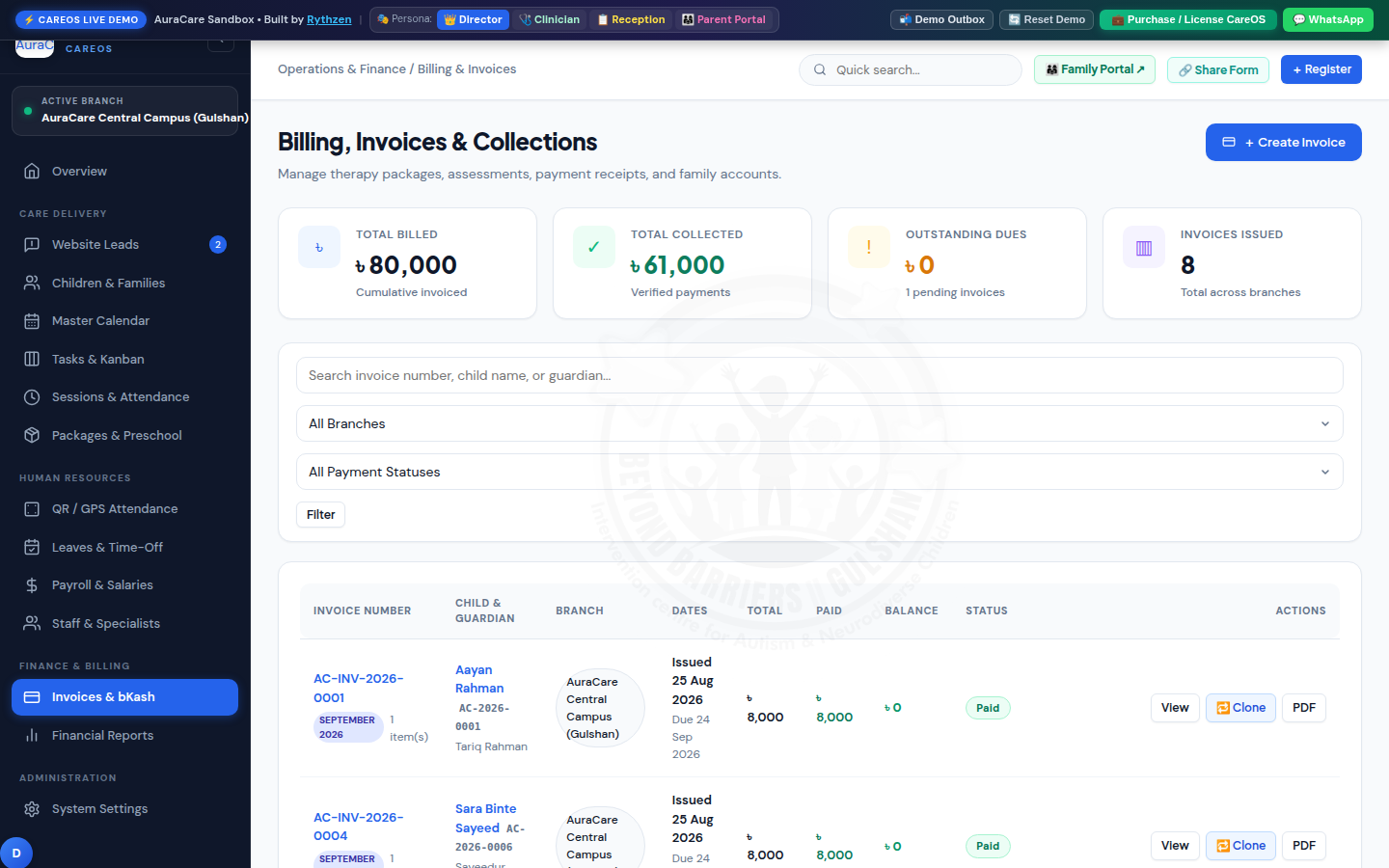 CareOS Billing & Invoice Management