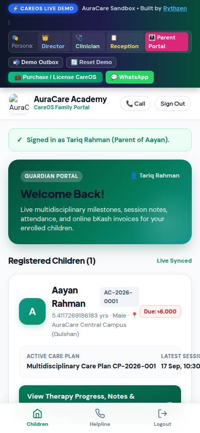CareOS Family Portal on Mobile