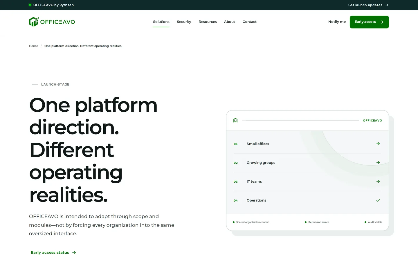 One platform direction against five different operating realities — small business, multi-company groups, IT teams, operations teams and Bangladesh.