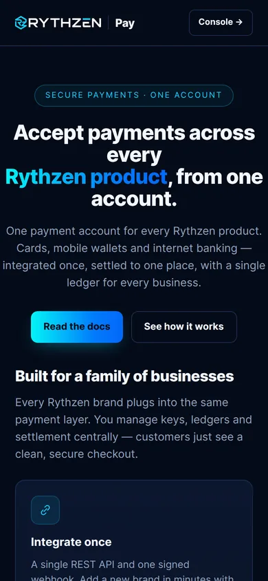 Rythzen Pay on a phone