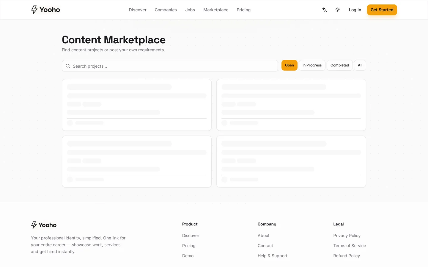 The creator marketplace, with bids, contracts and escrow behind it, waiting for its first brief.