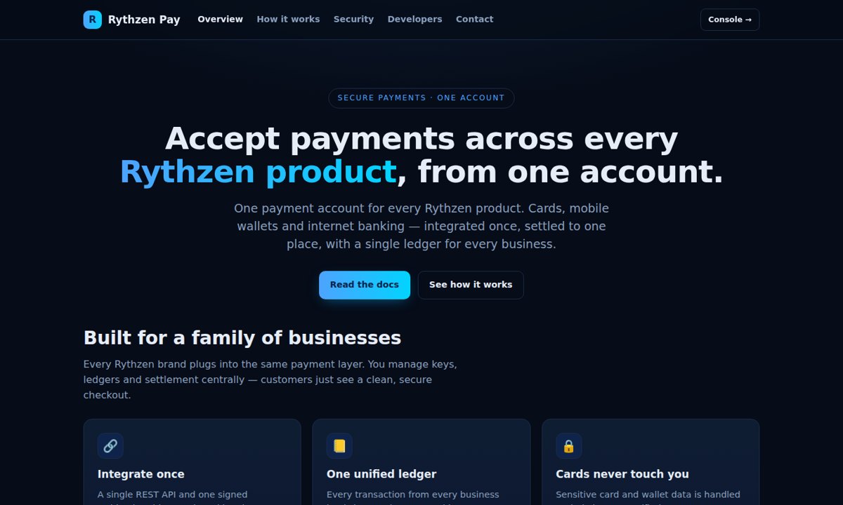 Rythzen Pay website